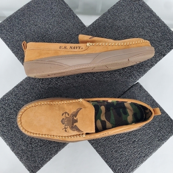 The Bradford Exchange U.S. Navy Pride" Men's Faux Suede Moccasins Size 10 Shoes - Picture 10 of 13